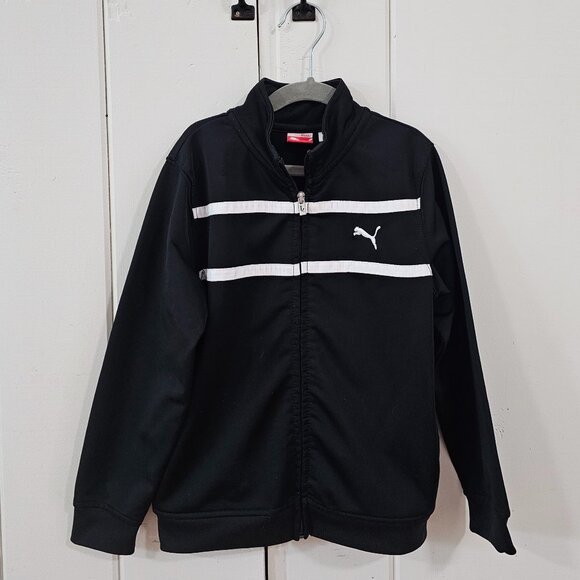 Puma Boys Black and White Long Sleeve Track Jacket Size 6 - Picture 1 of 3